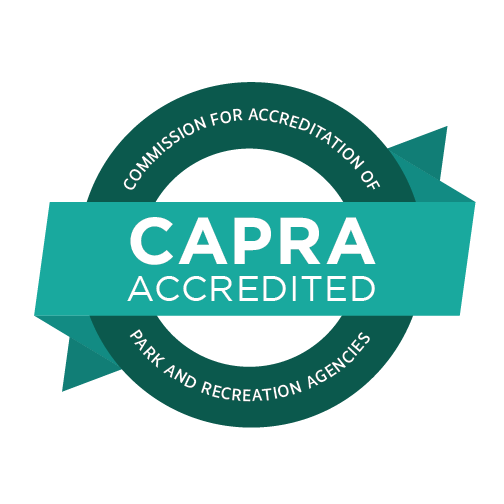 Seal indicating accreditation by the Commission for Accreditation of Park and Recreation Agencies (CAPRA)